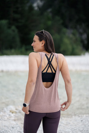 Vagabond Open Back Tank Top - Ash Pink