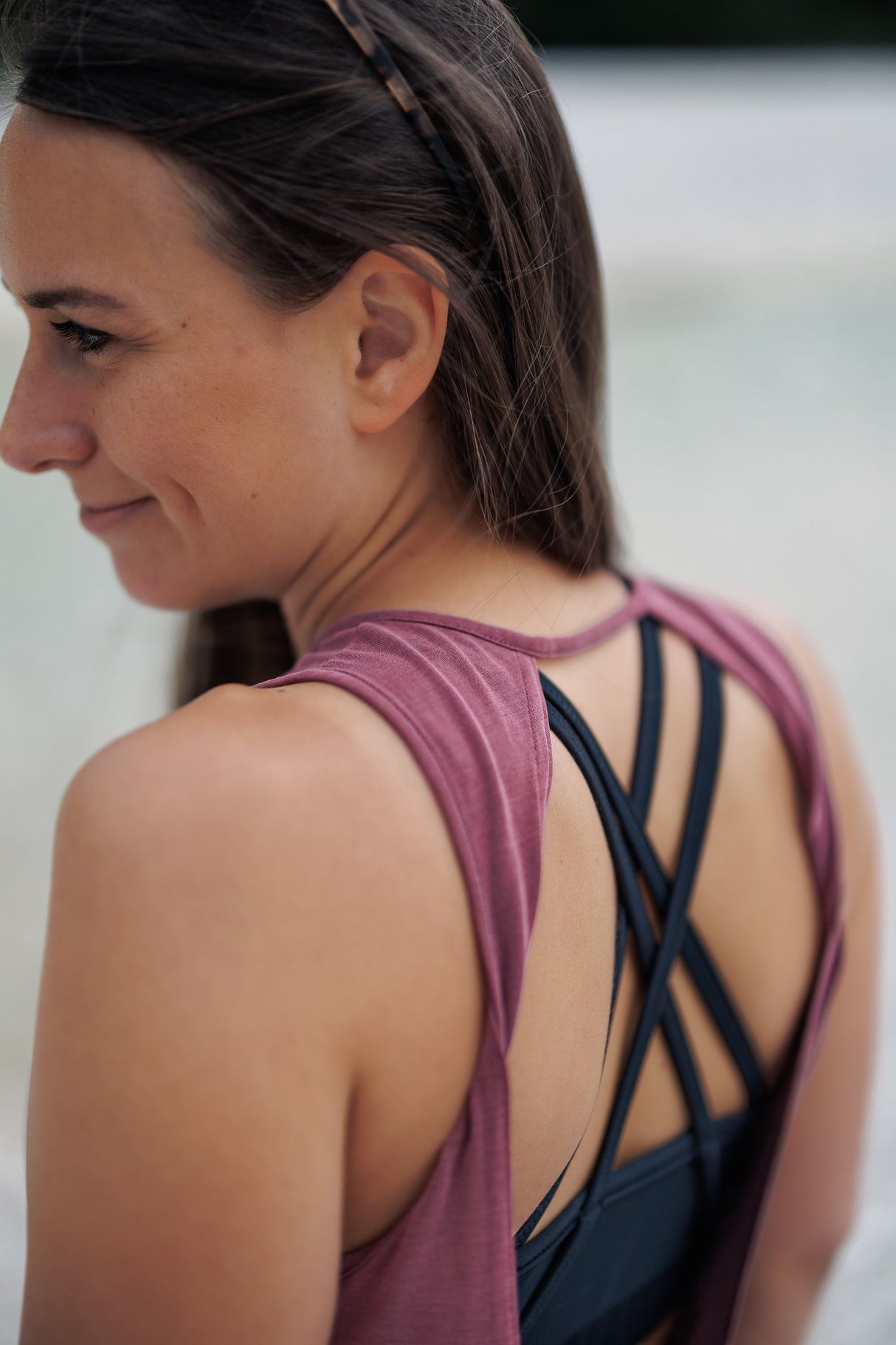 Vagabond Open Back Tank Top - Rosewood