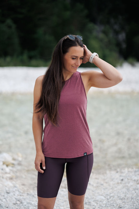 Vagabond Open Back Tank Top - Rosewood