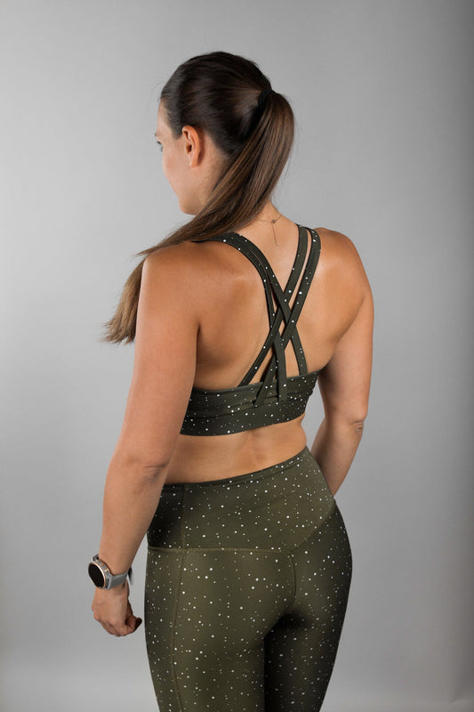 Moss Green Strappy Sports Bra