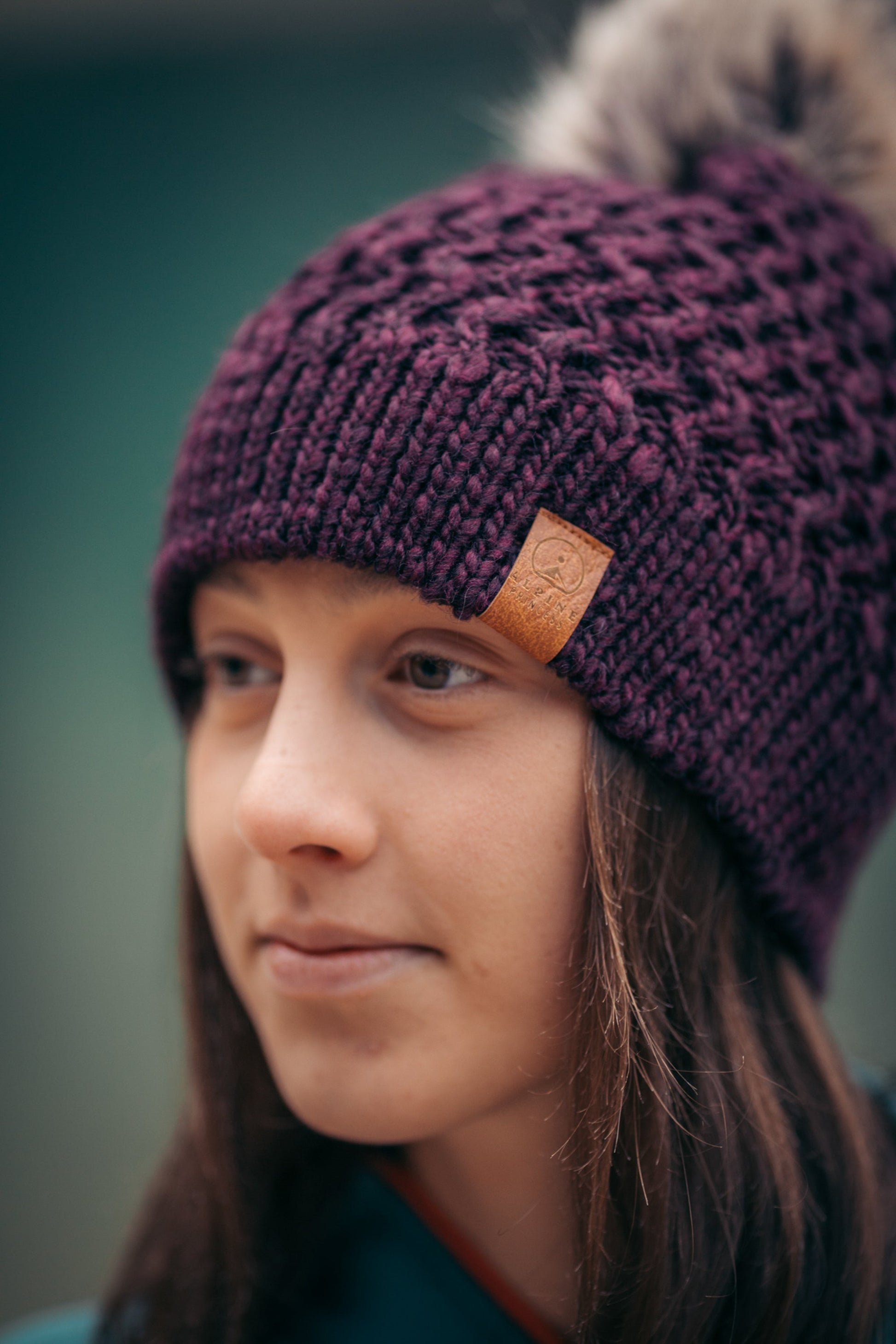 Alpine Princess Ruby Red Knitted Beanie made from wool lined with fleece for winter hiking